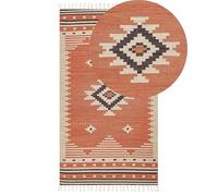 Tapis Kilim avec Motif Géométrique 80 x 150 cm en Coton Multicolore Gavar