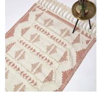 Tapis Kilim en laine rose Satara - HOMESCAPES - 160 x 230 cm - Douceur et exotisme