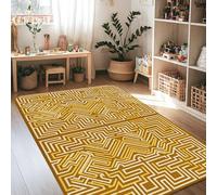 Tapis labyrinthe moderne à lignes géométriques dorées, tapis rectangulaire antidérapant, doux, résistant aux taches, pour salon, chambre à coucher, sous table, décoration de salle à manger, 1,2 x 1,8