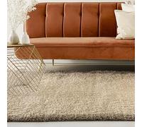 Tapis - Läufer, durable, moderne, unicolor, extrêmement doux et très moelleux, à poils longs parfaitement adapté pour le salon, la chambre à coucher, la chambre d'enfant, Matteo (80 x 400 cm, Beige