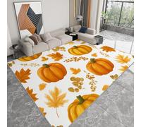Tapis Lavable 100 x 160 cm pour Chambre d'enfant, Coureur Antidérapant Nourriture Citrouille Feuilles pour Chambre - Tapis Imprimé à Poils Courts Style Cartoon pour Salon Salle à Manger Bureau