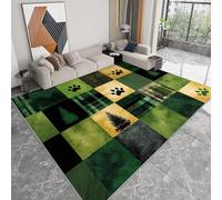 Tapis Lavable 100 x 160 cm pour Chambre d'enfant, Coureur antidérapant Patchwork Patte d'ours Damier pour Chambre - Tapis imprimé Art numérique sci FI à Poils Courts pour Salon Salle à Manger Bureau