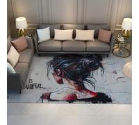 Tapis Lavable 100x150 Life is Beautiful carpette Doux pour Salon Graffiti Girl Art Moquette Art Rue Moderne paillasson Chambre Couchage dado Couchage dortoir Moquette résistants Taches sous Table