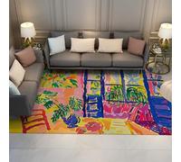 Tapis Lavable 100x150 Tapis pour Salon décors Abstraits intérieur pour Chambre Bureau Maison Moquette Douce Poil Bas Support Caoutchouc antidérapant fauvisme coloré pour nurserie