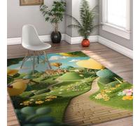 Tapis Lavable 100x200cm Rugs pour Le Salon Dessin animé fantaisiste Tapis à Poil Bas pour Chambre Salle de Jeux Chambre de bébé Conte de fées Ballons de château Rugs d’intérieur
