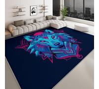 Tapis lavable 120 x 170 cm pour chambre d'enfant, coureur antidérapant corps célestes géométrie wolverine pour chambre - tapis imprimé art fantastique à poils courts pour salon salle à manger bureau