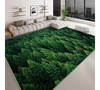 Tapis lavable 140 x 200 cm pour chambre d'enfant, coureur antidérapant plantes forêt de pins bois pour chambre - tapis imprimé photographie de nature à poils courts pour salon salle à manger bureau