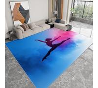 Tapis lavable 160 x 230 cm pour chambre d'enfant, coureur antidérapant style abstrait pour chambre - tapis imprimé sports gymnastique athlètes à poils courts pour salon salle à manger bureau