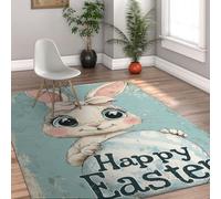 Tapis Lavable 210x240cm Grands Rugs Doux pour Le Salon Motif œufs de Lapins de Pâques Joyeux Moquette pour Chambre Salle à Manger sous la Table Tapis intérieur à Poil Bas