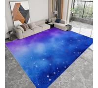 Tapis lavable 60 x 90 cm pour chambre d'enfant, coureur antidérapant design abstrait pour chambre - tapis imprimé bleu violet étoiles flocons neige à poils courts pour salon salle à manger bureau