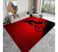 Tapis lavable 80 x 150 cm pour chambre d'enfant, coureur antidérapant extrême sports vélo cavalier pour chambre - tapis imprimé art fantastique à poils courts pour salon salle à manger bureau