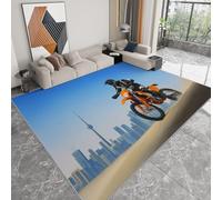 Tapis lavable 80 x 150 cm pour chambre d'enfant, coureur antidérapant photoréalisme pour chambre - tapis imprimé voiture course motard dunes sable à poils courts pour salon salle à manger bureau