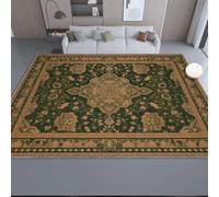 Tapis Lavable, 80 x 150 cm, Vert Foncé | Tapis Traditionnel Vintage Botanique Rameau Floral Patchwork Géométrique, Poils Courts pour Salon, Chambre, Salle à Manger