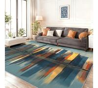 Tapis Lavable Antidérapant à Poils Courts - Coloré Doux et Confortable, Tapis de Salon Peinture Architecture Urbaine reflet de la mer pour Chambre, Séjour et Salle à Manger 80 x 150 cm