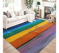 Tapis Lavable, antidérapant, Abstrait Tapis ne perd Pas Ses Poils, 50 x 80 cm léger et résistant décoloration, pour Couloir, entrée, Salon, Panneau De Bois Coloré Finition Antique Grain