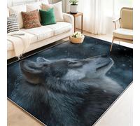 Tapis Lavable, antidérapant, Cinématographique Animaux Flocons De Neige Loups Tapis ne perd Pas Ses Poils, 50 x 80 cm léger et résistant décoloration, pour Couloir, entrée, Salon, Gris