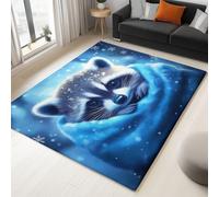 Tapis Lavable antidérapant Fantaisie Hiver Flocon Petit Panda, 80 x 150 cm Tapis Moquette de Chambre à Poils Ras, Paillasson Intérieur pour Salon, Chambre d'enfant, Salle à Manger, Bleu