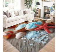 Tapis Lavable, antidérapant, Naturel Rétro Tapis ne perd Pas Ses Poils, 50 x 80 cm léger et résistant décoloration, pour Couloir, entrée, Salon, Bleu Sels De Bain Étoile De Mer