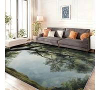 Tapis Lavable antidérapant, Tapis de Salon imprimé Nature Grand Arbre Brume Branches, Décoration pour Chambre à Coucher, séjour, Bureau à Domicile et intérieur (60 x 90 cm, Coloré)