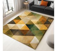 Tapis Lavable antidérapant Triangles Losanges Géométriques Modernes 80 x 150 cm, Tapis Moquette de Chambre à Poils Ras Paillasson Intérieur pour Salon Chambre d'enfant Salle à Manger - Multicolore