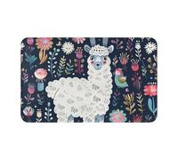 Tapis lavable avec motif lama mignon - Tapis antidérapant - Petit tapis d'entrée - 49 x 80 cm