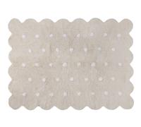 Tapis lavable biscuit beige à pois (120 x 160 cm)