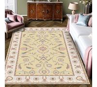 Tapis Lavable Bohème Vintage à Motif Floral pour Chambre et Salon, Doux et Antidérapant, Idéal pour Salle à Manger, Chambre de Fille, Chambre de Bébé et Chambre d’Enfant, 72x107,8 pouces