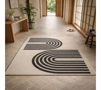 Tapis Lavable Chambre Motif Géométrique Moderne Beige, Beige, 120 x 180 cm | Motif géométrique moderne, décoration intérieure, pièce à vivre, cuisine