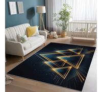 Tapis Lavable de 160 x 230 cm à Motif Triangle Géométrique Moderne Tapis avec Envers antidérapant, Adapté à La Réduction du Bruit du Salon Durable Confortable résistant aux Taches, Bleu Foncé