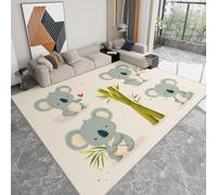 Tapis Lavable en Machine 60 x 90 cm Koala De Dessin Animé Minimaliste En Bambou Tapis Poils Courts Anti-Poussière - Design Élégant et Antidérapant - Parfait pour Salon, Chambre et Couloir, Crème