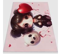 Tapis Lavable en Machine 80 x 150 cm, Doux à Poils Courts Dessin Animé Mignon Amour Ballons Filles Tapis imprimé antidérapant et antibactérien en Flanelle Convient pour la Chambre et Le Salon Rose