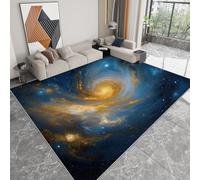 Tapis Lavable en Machine Mystérieux Galaxie Fantastique Planète, Tapis à Poils Bas Antidérapant Doux pour Salon Chambre à Coucher Maison Bureau entrée Cuisine Couloir 60 x 90 cm, Bleu Foncé