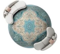 Tapis Lavable et Antidérapant Turquoise pour Salon Salle à Manger Chambre Adulte et Ado Cuisine - Tapis Motif Oriental Traditionnel Antique Scandinave, Poil Ras Doux 160 cm