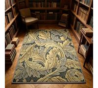 Tapis Lavable Feuilles acanthe Vertes botanique Classique Tapis intérieur Poil Ras Doux antidérapant Lavable Machine carpette Chambre Salon Bureau 100x150cm