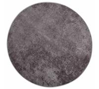 Tapis Lavable Gris Rond Ø 200 cm en Velours | Velours doux, lavable en machine, absorbe les bruits, motifs décoratifs, protège les sols, livré plié