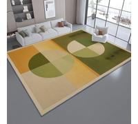 Tapis Lavable Haricots Verts - Lignes Simples Abstraites Et Circulaires Imprimé à Poils Courts Doux Moquette Tapis Antidérapant Tapis 120 x 180 cm pour Salon Chambre Bureau pour Un Nettoyage Facile