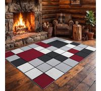 Tapis Lavable Machine Salon 60 x 90 cm, Antidérapant Sol Patchwork Poil Bas Doux Bloc De Couleur Damier Motif Chambre Cuisine Entrée Salle Détente Dessous Lit Dortoir Décoration Maison, Multicolore