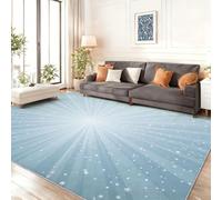 Tapis Lavable Machine Salon Cristaux de Glace, rêveur Minimaliste Antidérapant Sol Style 180 x 250 cm Chambre Cuisine Entrée Salle Détente Dessous Lit Dortoir Décoration Maison Bleu