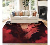 Tapis Lavable Machine Salon Gros Plan d'un Dragon Rouge Fantastique Antidérapant Sol Style 60 x 110 cm Chambre Cuisine Entrée Salle Détente Dessous Lit Dortoir Décoration Maison Rouge