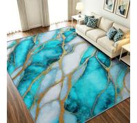 Tapis Lavable Moderne Luxe 60 x 90 cm Tapis Salon | Effet Marbre Sable Mouvant Doré Tapis Lavable en Machine, Poils Courts, Antidérapant pour Chambre, bureau et salle de bain