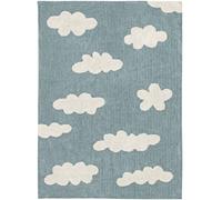 Lorena Canals Clouds Tapis Lavable Vintage en Coton Bleu 120 x 160 x 30 cm