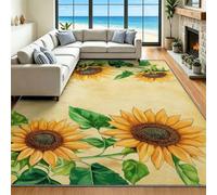 Tapis Lavable Plante Vintage 120 x 180 cm Facile d'entretien | Plante Vintage Doux Tapis Antidérapant Poil Ras pour Salon, chambre, salle de bain et bureau