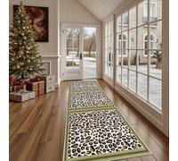 Tapis Lavable pour Cuisine Animaux Sauvages Léopard Tapis de Couloir Long et Antidérapant Mode Imprime Paillasson Absorbant et Doux Jungle Safari Décoratif pour Chambre, Salle de Bain 60x210 cm