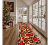 Tapis Lavable pour Cuisine Romantique Cœur Tapis de Couloir Long et Antidérapant Amour Love Paillasson Absorbant et Doux Luxe Or Décoratif pour Entrée, Chambre 60x210 cm