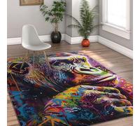 Tapis Lavable pour Salon 140x200cm Rugs pour la Zone Graffiti pour Chambre de Bureau Pop Art coloré Gorilla Tapis intérieur à Poil Bas Rugs Vintage d’Animaux colorés