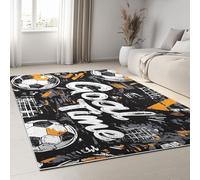 Tapis lavable pour salon et chambre à coucher - Tapis antidérapant à poils courts - Ne perd pas ses poils - Motif marbre aquarelle abstrait - Résistant aux taches - En fausse laine pour salle à manger