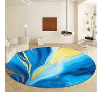 Tapis Lavable Rond 60 cm, Tapis Abstrait Tourbillon en Spirale Rayures Antidérapant et résistant - Bleu Foncé Paillasson à Poils Courts Doux pour Salon Chambre Bureau