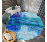 Tapis Lavable Rond 60 cm, Tapis Élégant Art Ponts Antidérapant et résistant - Bleu Clair Paillasson à Poils Courts Doux pour Salon Chambre Bureau