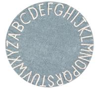 Tapis lavable rond ABC vintage bleu (150 cm)