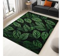 Tapis Lavable Salon à Poils Courts Antidérapant - Tapis Poil Ras Chambre Arbre Lignes Feuillage botanique, Super Doux Decoration Maison Interieur Moquette, Vert foncé, 140x200cm
